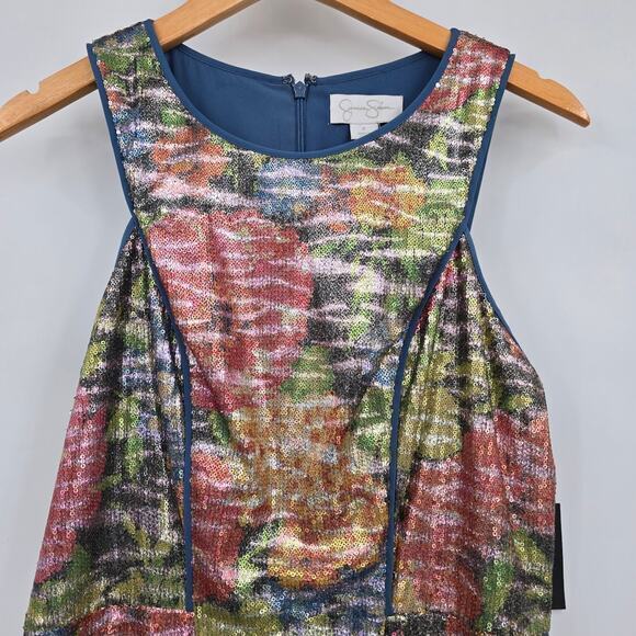 NEW Jessica Simpson Women's Sequin Multicolor Metallic Sheath Dress Size 8 - Picture 6 of 16